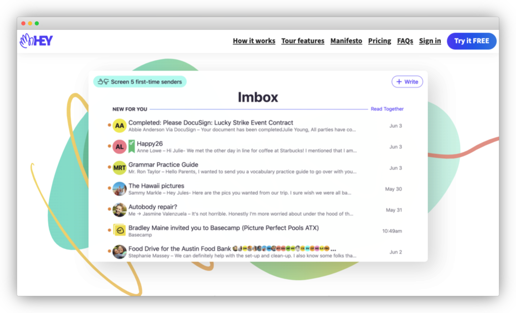 Hey's headline screenshot