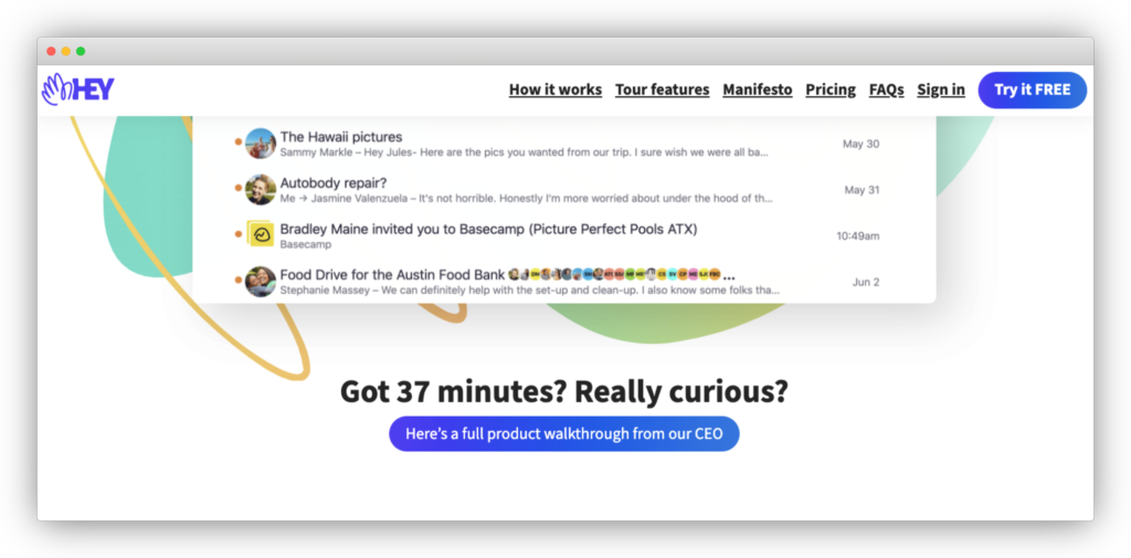 Hey's call-to-action