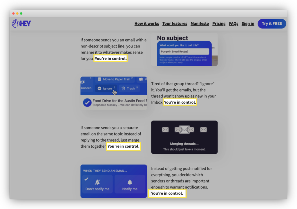 Hey's unique selling point