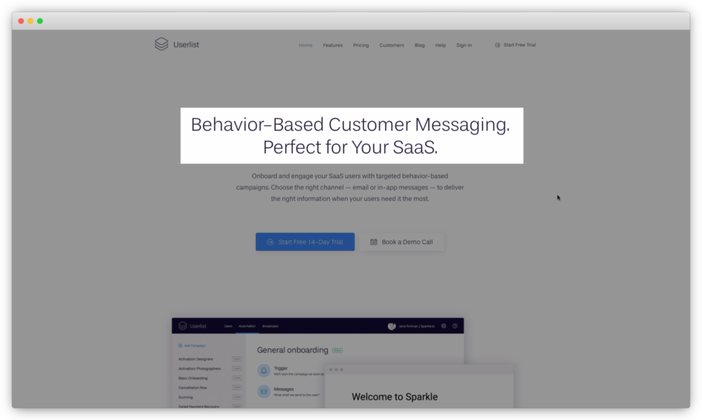 Userlist's homepage headline