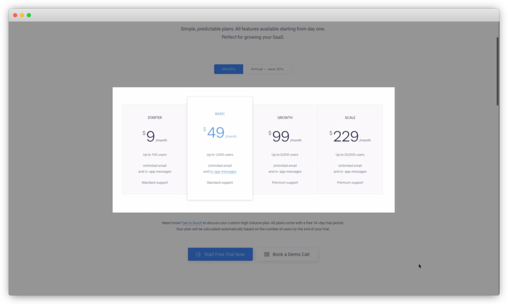 Userlist's pricing plans