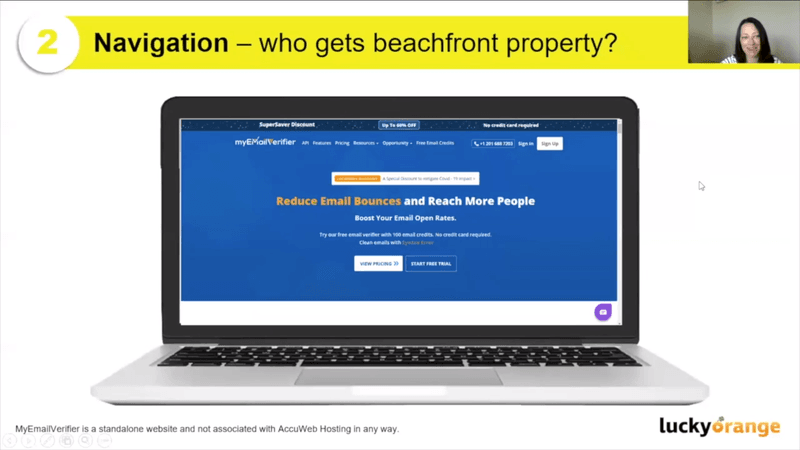 Websites - Navigation example from myEmailVerifier