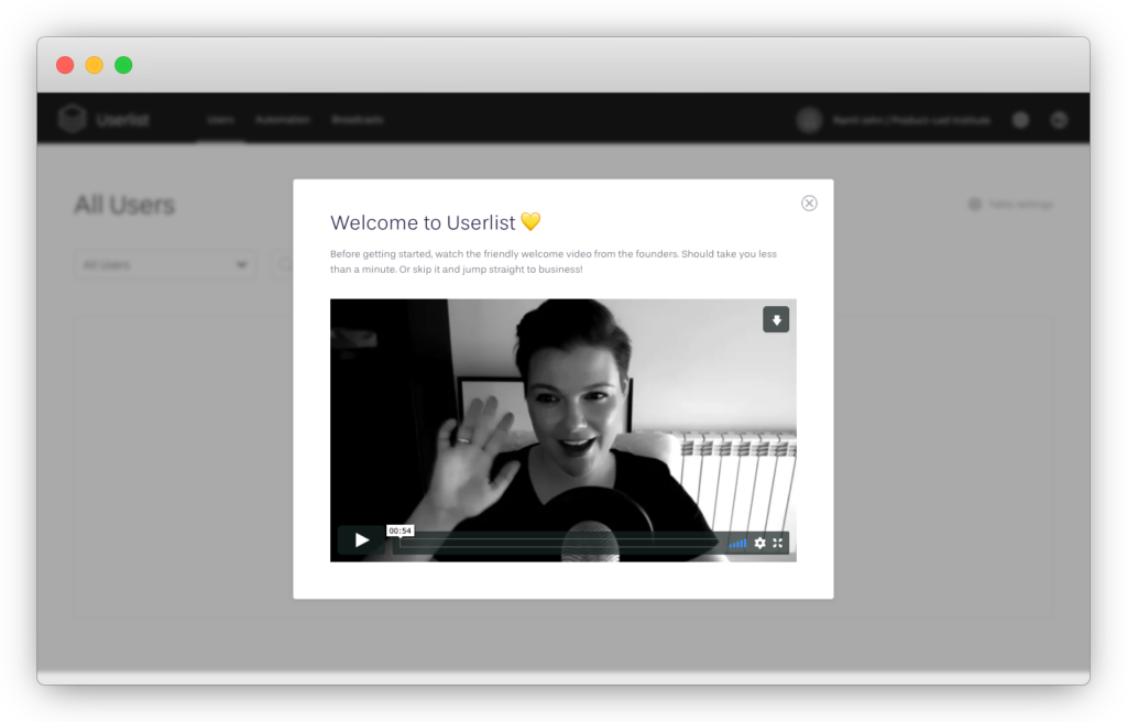 Userlist personalized user onboarding experience
