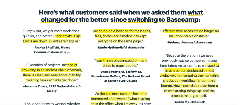 Basecamp social proof