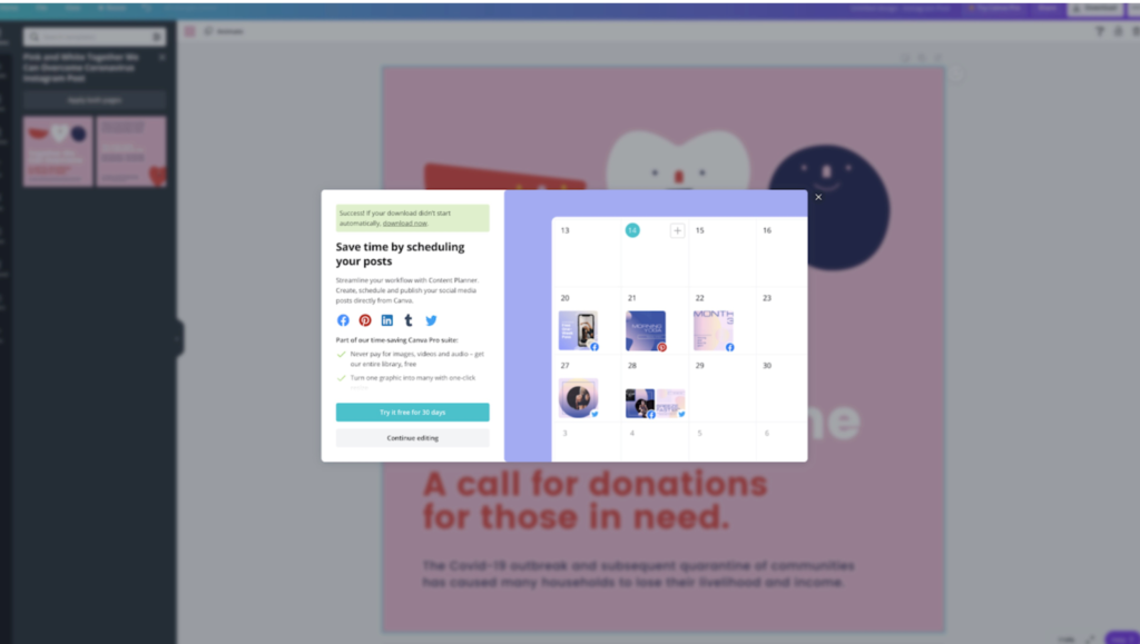 contextual upsell from Canva
