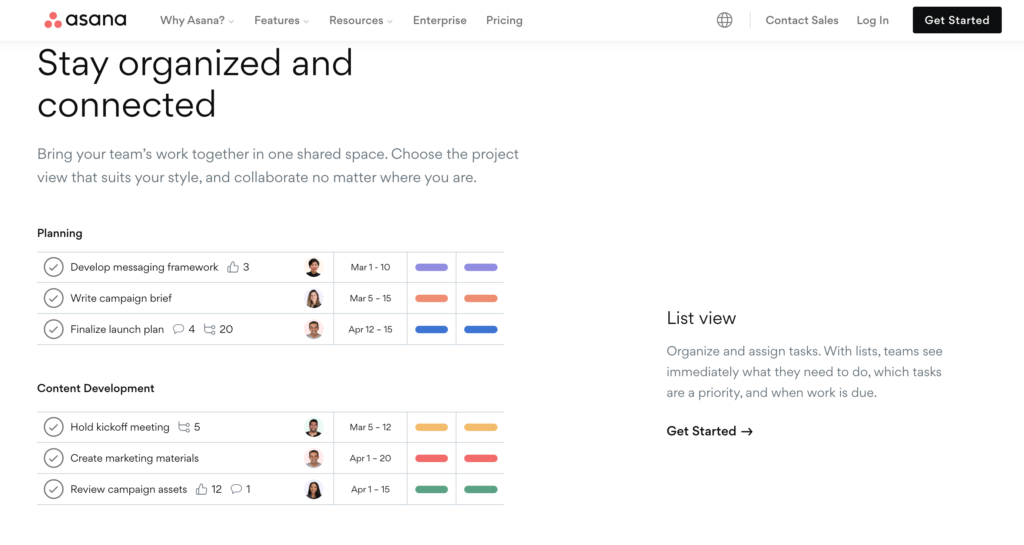 Asana Interface With Low Cognitive Load Asana low cognitive load example