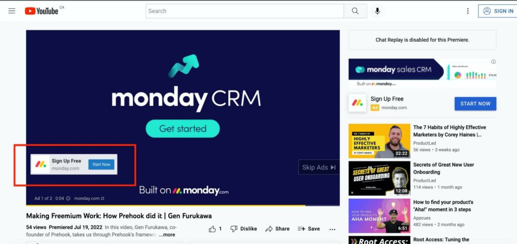 SaaS video marketing YouTube CTA example