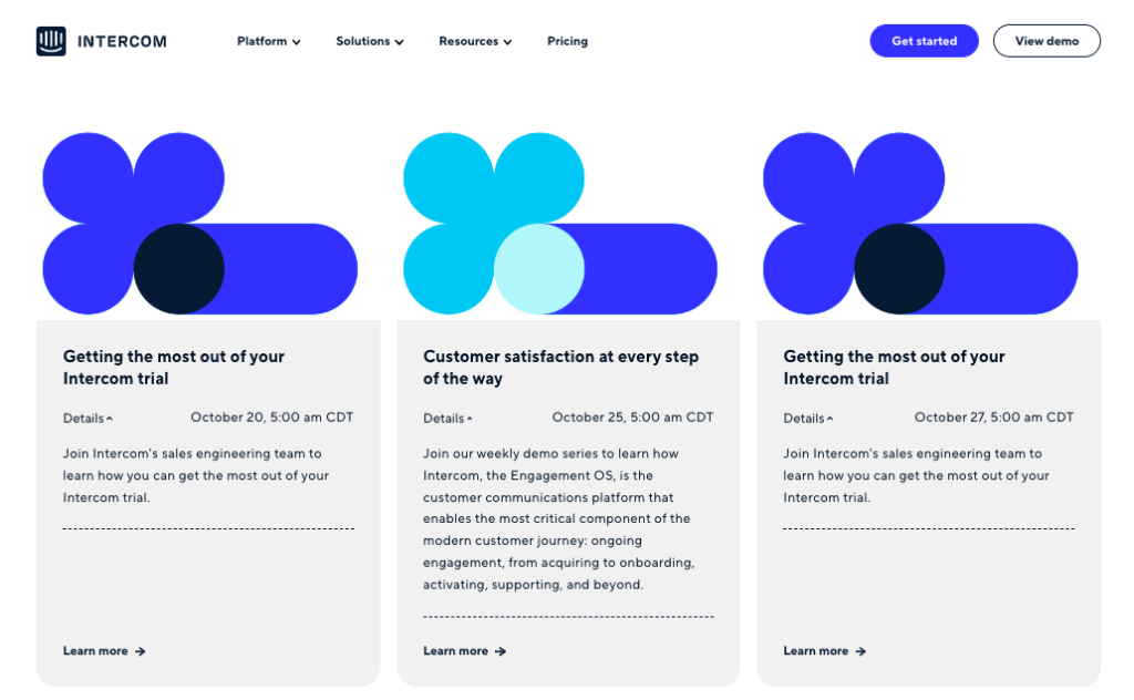 Intercom :Trial and Demo options