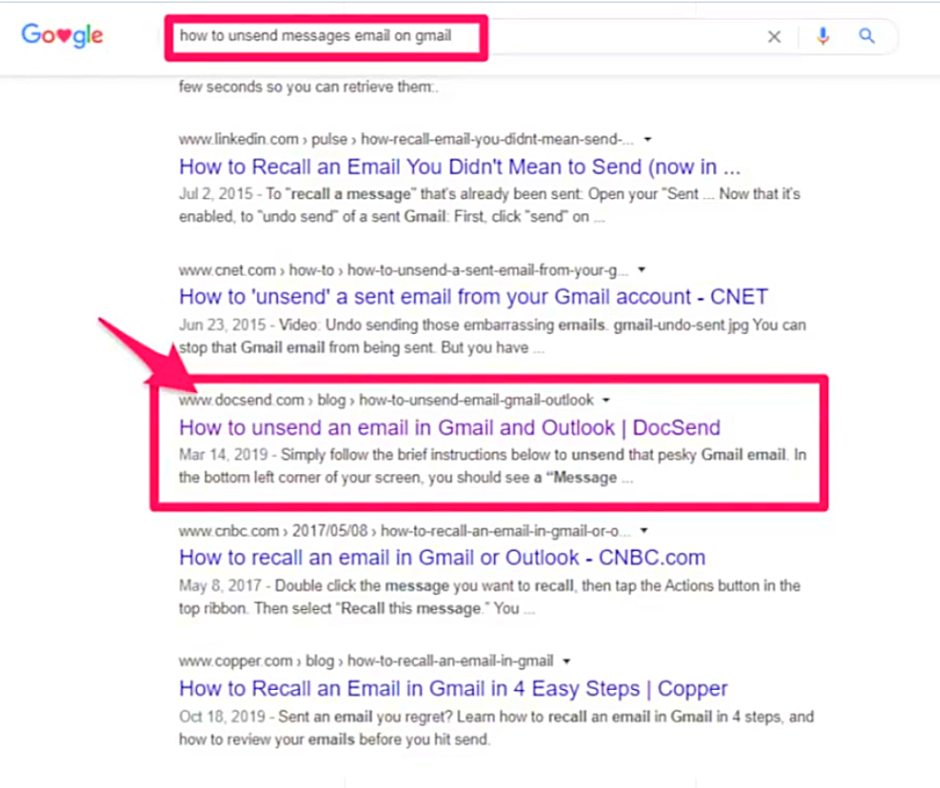 Google search result