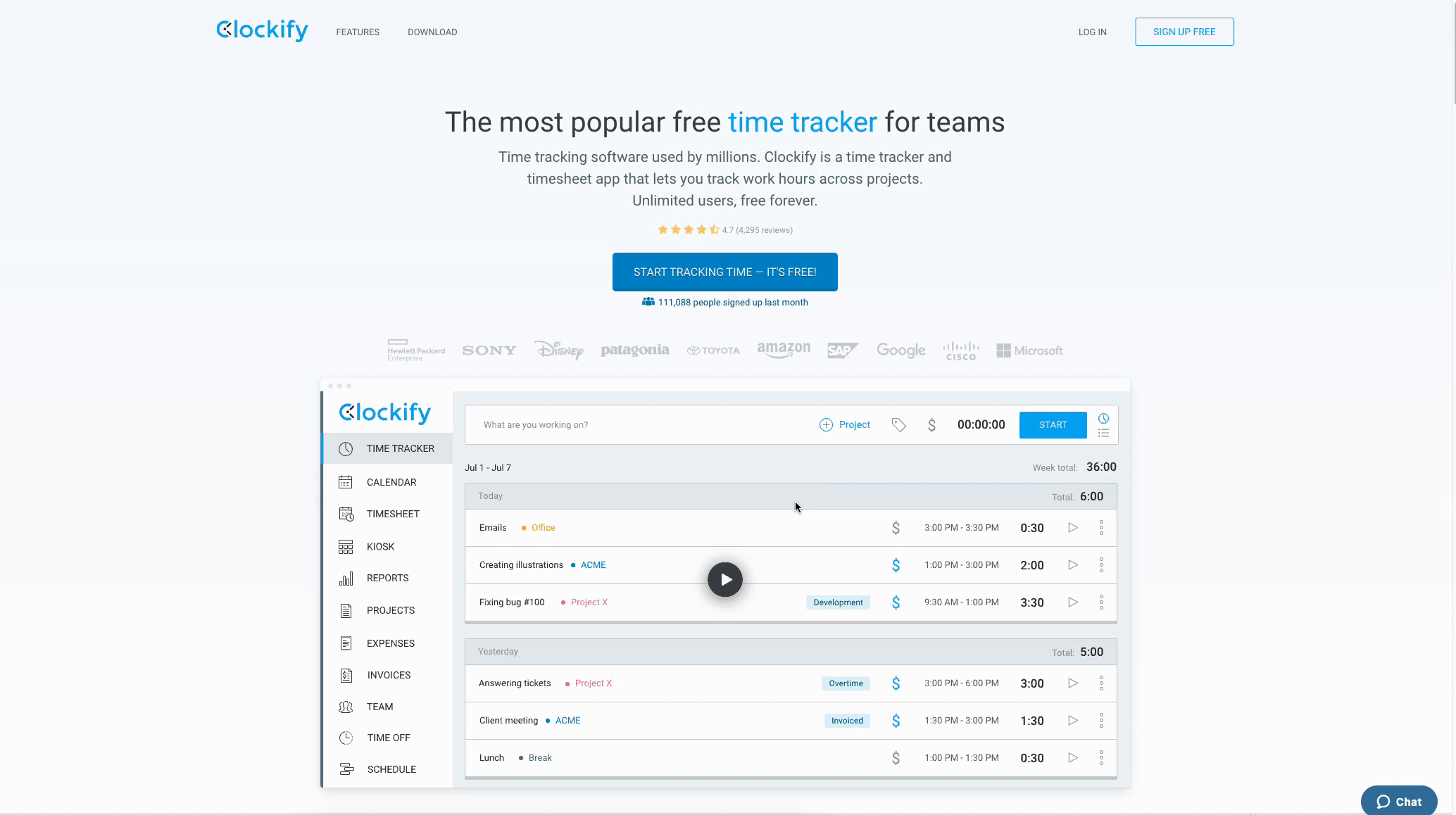 Clockify inserted video demo