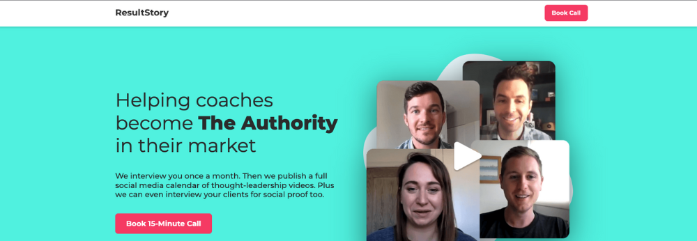 SaaS marketing agency website homepage for ResultStory