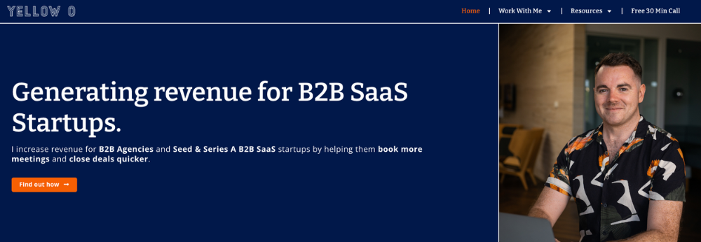 SaaS marketing agency website homepage for Yellow O