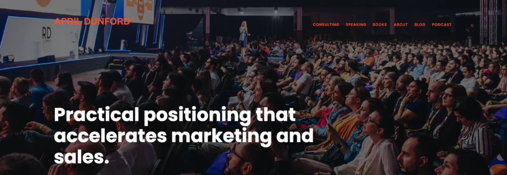 SaaS marketing consultant website homepage for April Dunford