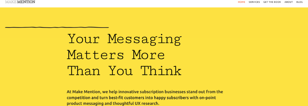 SaaS marketing agency website homepage for MakeMention