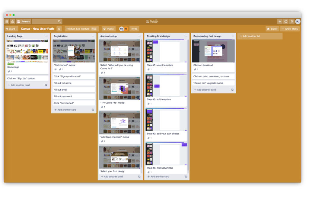how to use trello to map our the user journey